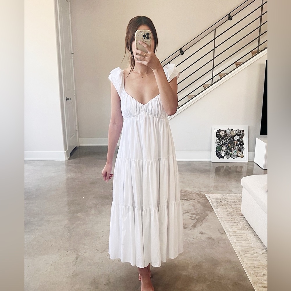 A&F Ruffle Sleeve Poplin Midi Dress